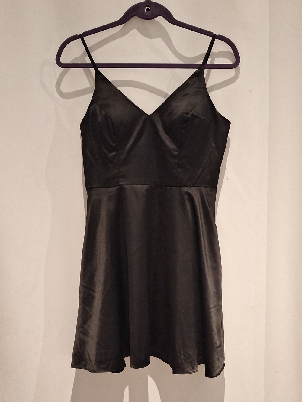 B. Darlin LBD Skater Simple Black Satin Slip Dress